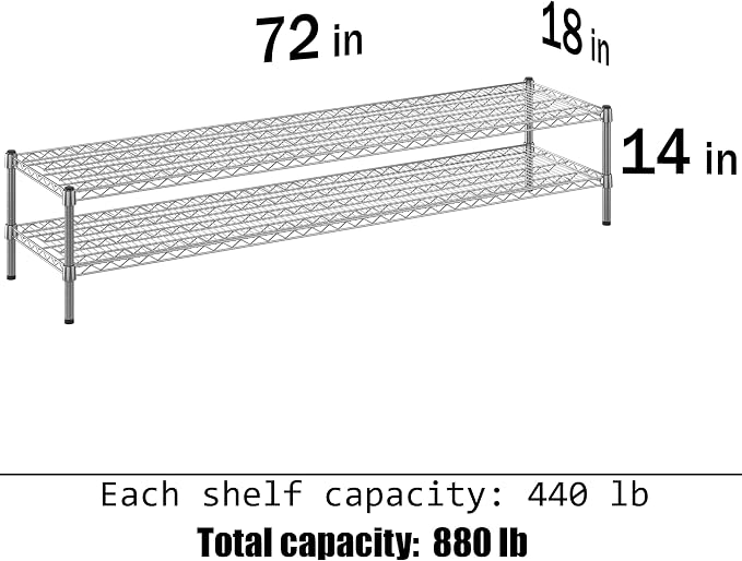 Regal Altair 18" Deep x 72" Wide x 14" Height Wire Shelving Kit | 2-Tier | NSF - Image 3