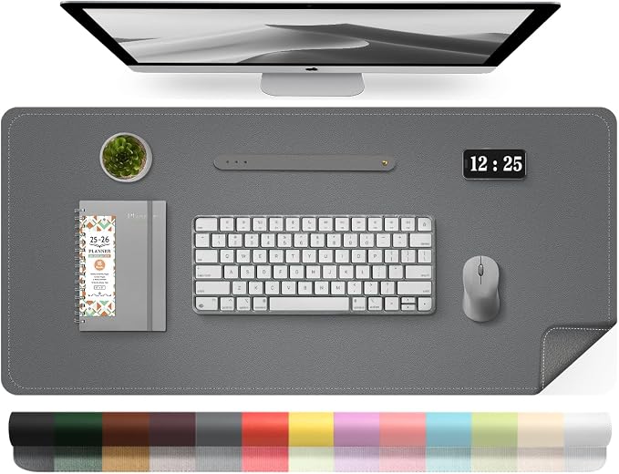 Leather Desk Pad Protector, Desk Mat, Large Mouse Pad, Non-Slip Desk Blotter by BLESWIN