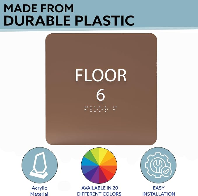 Clean Grey ADA Floor 6 Sign - Image 2