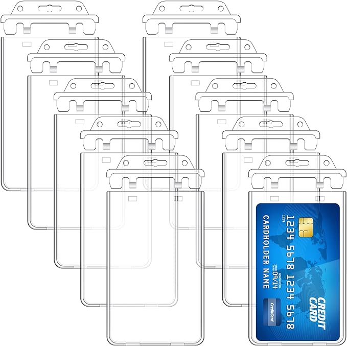 Tinlade 30 Pack Permanent Locking Hard Plastic Badge Holder Vertical Clear ID by Tinlade
