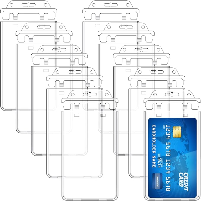 Tinlade 400 Pack Permanent Locking Hard Plastic Badge Holder Vertical Clear ID by Tinlade