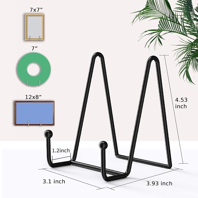 Decolore 4 Pack 4.5 Inch Black Display Stands Metal Plate Holder Display Stands - Image 3