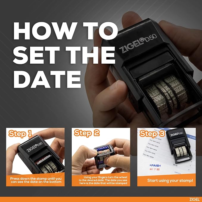 ZIGEL D50 Date Stamp with Paid - Image 6