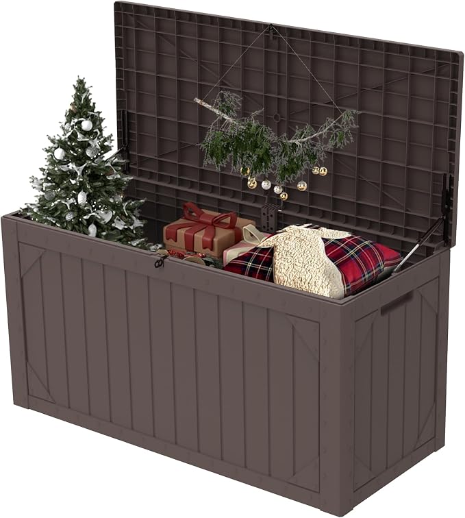 PATIOEASY Outdoor Storage Box 100GAL Waterproof Resin Deck Box, UV-Resistant by Unknown