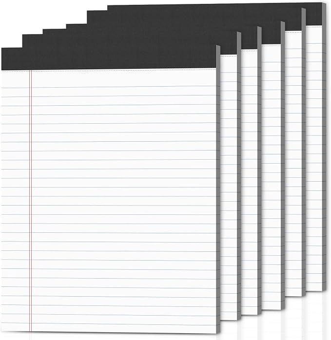 6-Pack Legal Pads 8.5"x11" Wide Ruled Note Pads by Nichela