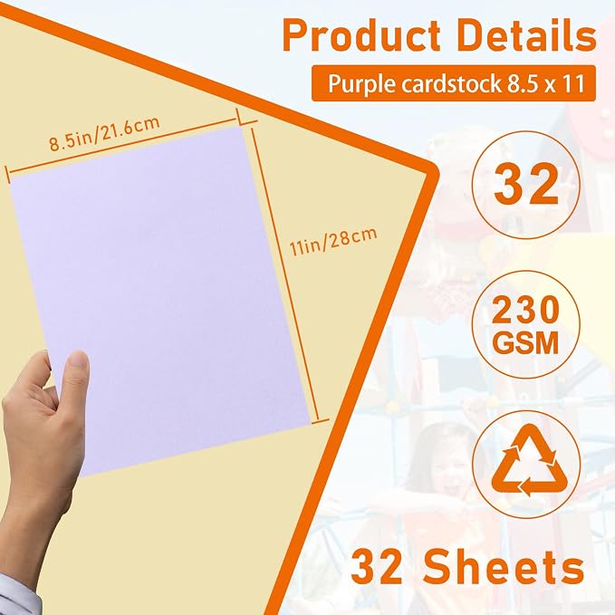 Guakicae 32 Sheets Light Purple Cardstock 8.5 x 11 Craft Paper, 230gsm/80lb - Image 2