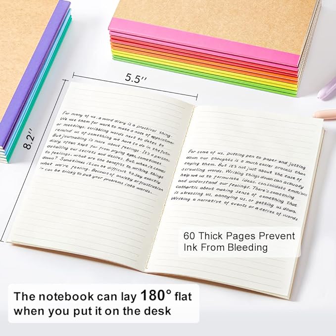 feela 96 Pack Composition Notebooks Bulk, Kraft Cover Lined Blank College Ruled - Image 2