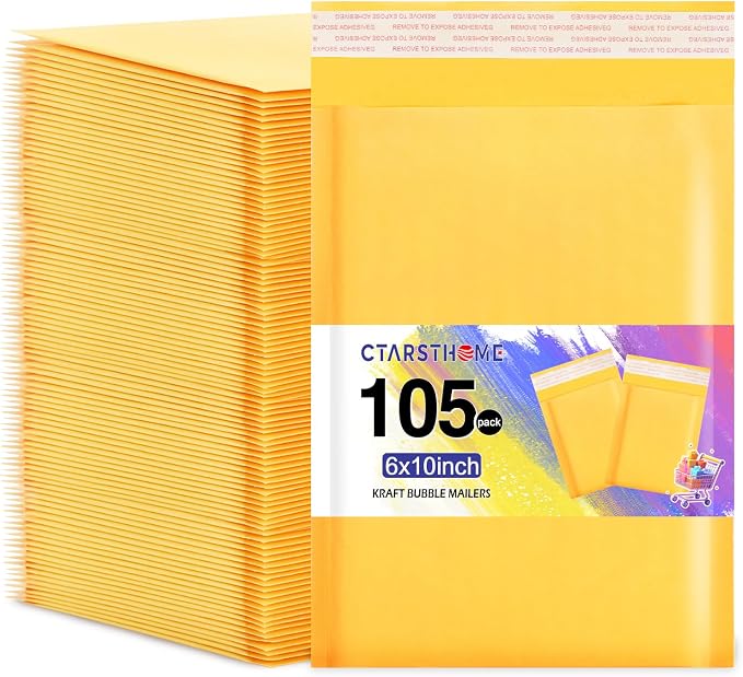 Ctarsthome 105Pack Yellow 6x10inch Kraft Bubble Mailers Small Business Mailing by Ctarsthome