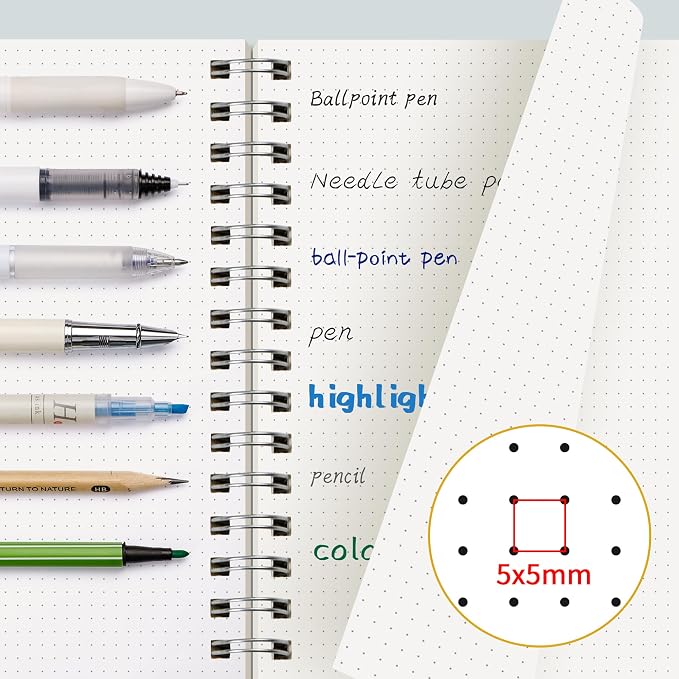 EMSHOI B5 Spiral Notebook Bullet Dotted journal, Large 7.48" X 10.15", 300 - Image 2