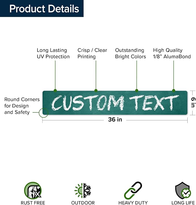 Custom Sign, Custom Street Sign, 11 Font Colors, 13 Font Styles, 4 Hole Options - Image 6