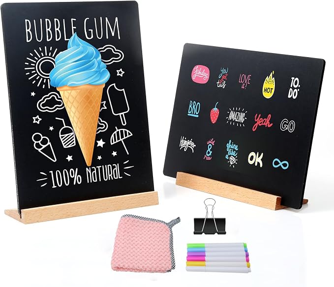 2 Pack 8.6x11.7 in Chalkboard Signs Small Chalk Board Signs by KOOLDE