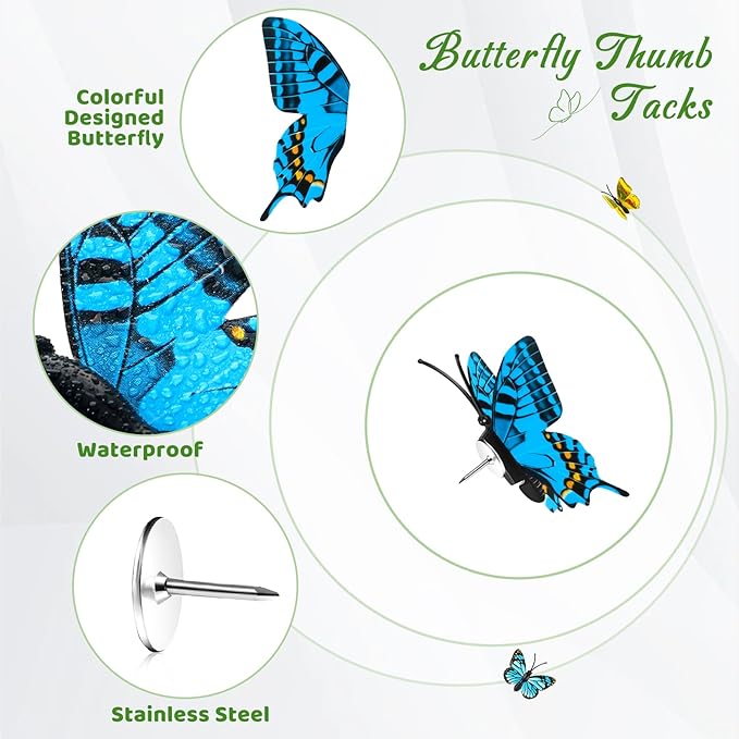 50Packs Butterfly Push Pins Decorative Push Pins Colorful Thumb Tacks Cute - Image 4