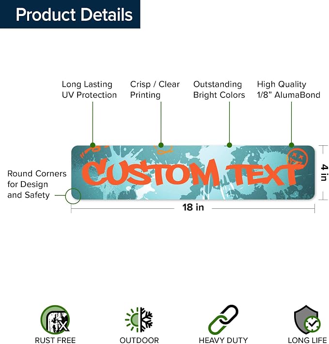 Custom Sign, Custom Street Sign, 11 Font Colors, 13 Font Styles, 4 Hole Options - Image 6