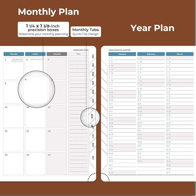 IN-LUXPRO Planner 2026 Daily Weekly and Monthly, 12 Months Spiral Bound - Image 4