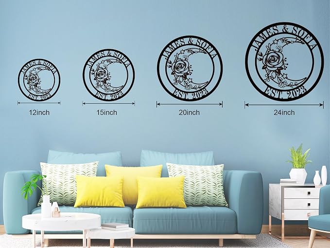 ENFODREAM Moon Metal Floral Art Decor Black Boho Large Floral Moon and Star - Image 5