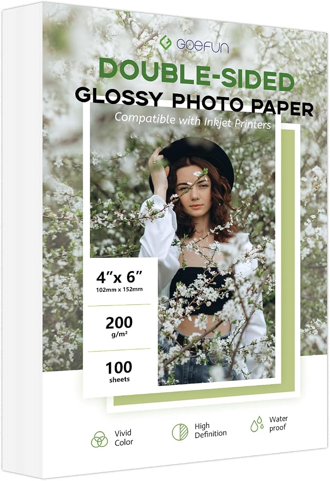 4x6 Photo Paper Double Sided Glossy, Goefun 200 GSM/54 LB Postcard Paper by Goefun