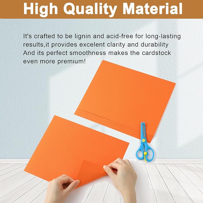 Silunkia 40 Sheets Orange Cardstock 8.5 x 11 Craft Paper, 75lb Premium Pumpkin - Image 4