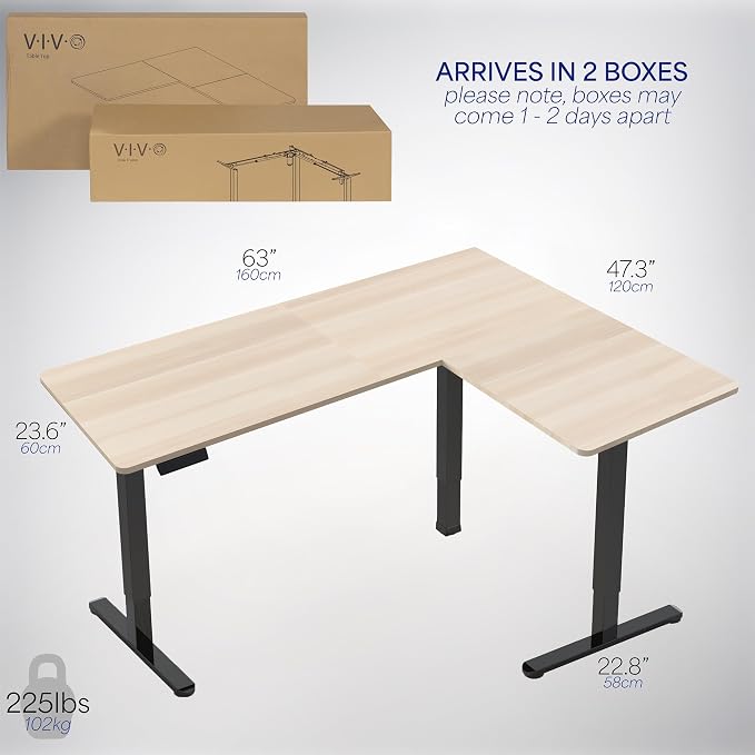 VIVO Electric Corner 63 x 47 inch L-Shaped Standing Desk, Memory Height - Image 6