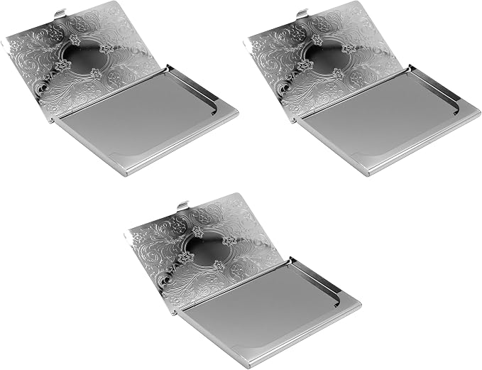 Stephanie Imports Set of 3 Slim & Minimalist Metal Business Card Holder Unisex - Image 2