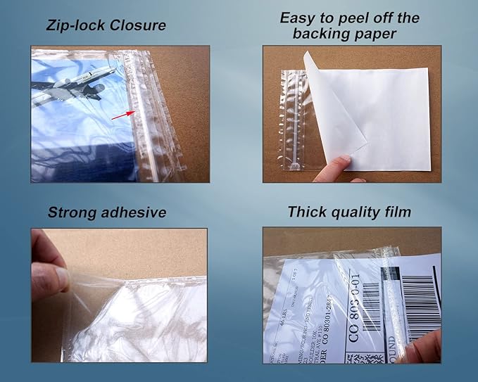 Premium 6.7'' x 10'' Resealable Adhesive Shipping Label/documents Pouches - Image 3