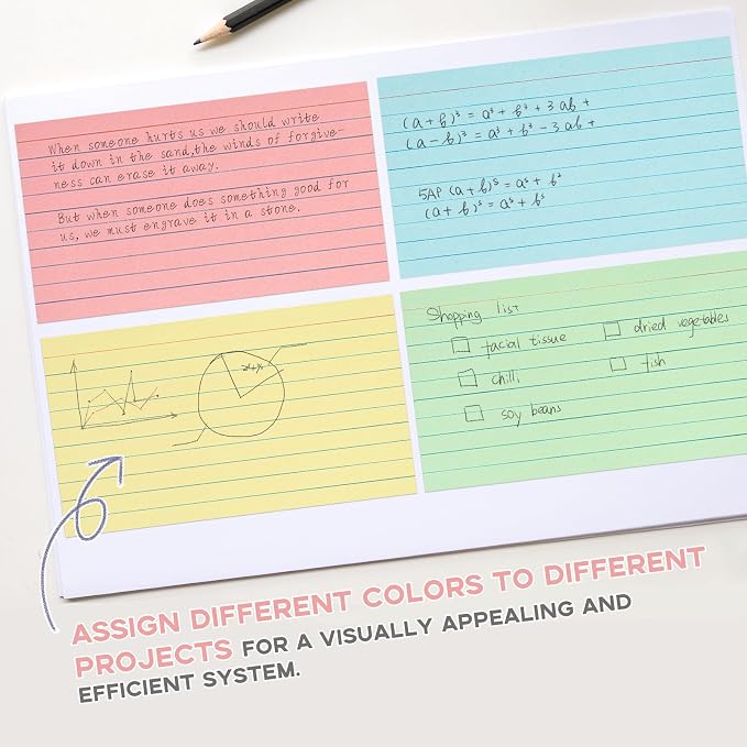 Colored 4x6 Index Cards Ruled-Goefun 300 Sheets Lined Note Cards 4 x 6 Color - Image 7
