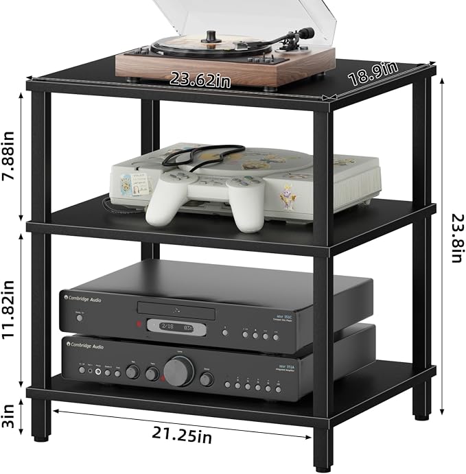 3-Tier AV Media Player Stand, Stereo Cabinet, Modern Stereo Cabine, Game - Image 3