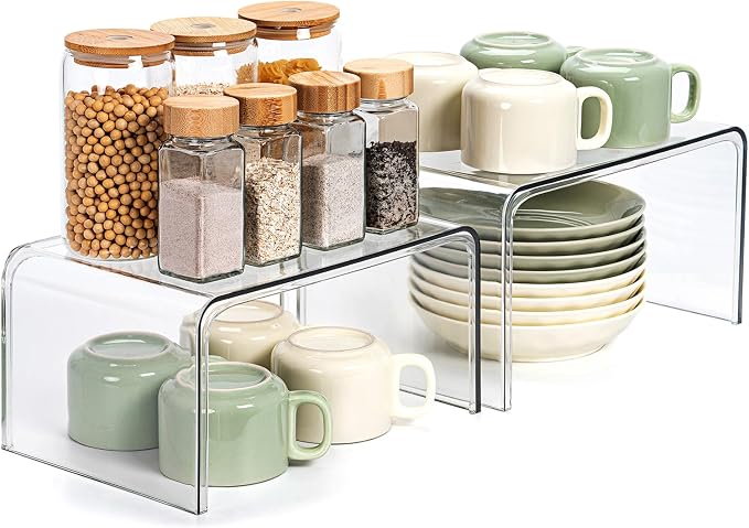 Clear Cabinet Organizer, Shelf Organizer Set of 2 by BobomomentHome
