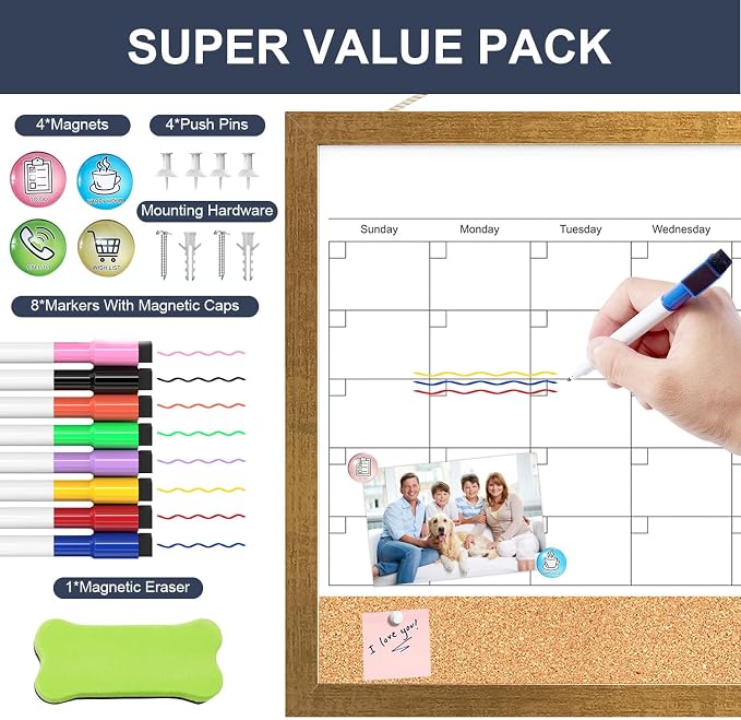 Calendar Whiteboard for Wall, 18x24 Inches White Board Calendar Dry Erase - Image 5