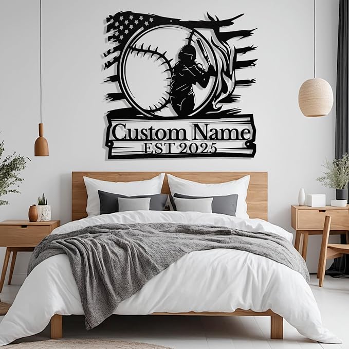 Personalized Softball Metal Sign, Custom Softball Signs Wall Art, Custom Name - Image 5