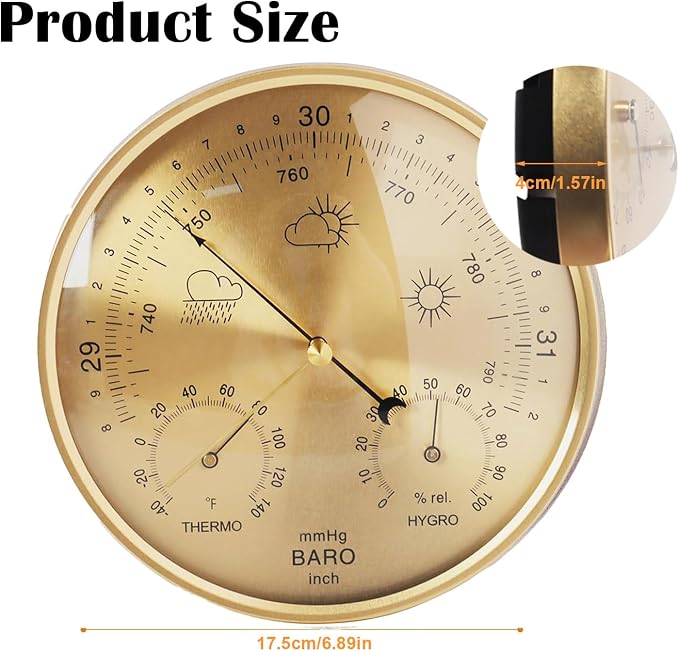 3 in 1 Barometer for Weather Station, Wall Hanging Thermometer All-Season - Image 3