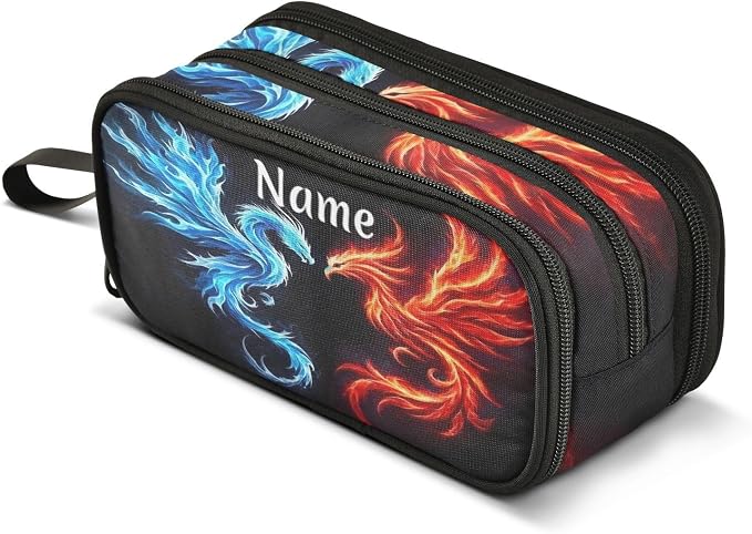 BOENLE Custom Dragon Phoenix Pencil Case Box Boys Girls Personalized Name Large by BOENLE-WELCOMEYOURCOMING