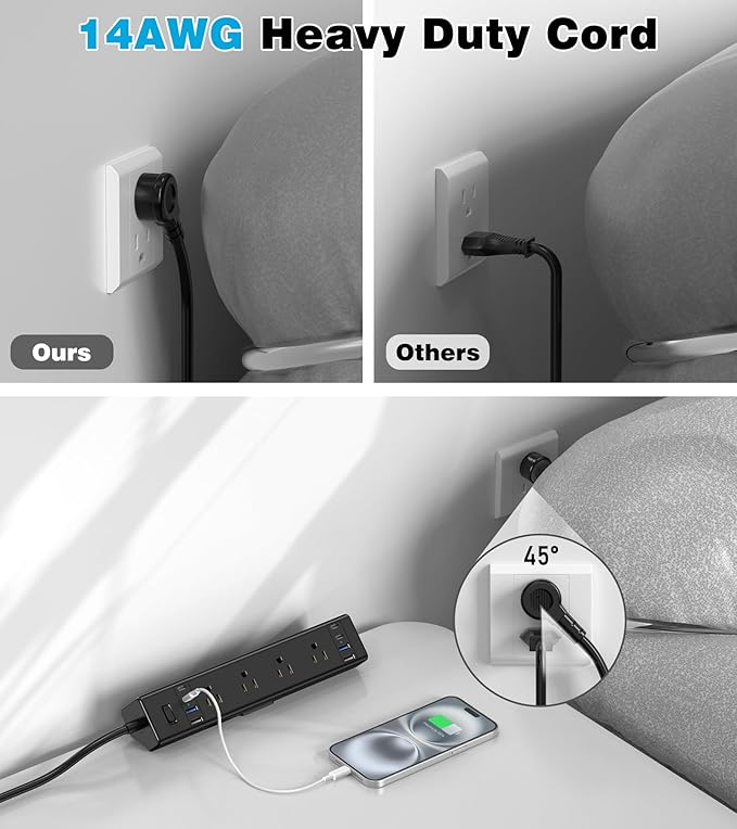 40W Fast Charging Station, Desk Clamp Power Strip, 4 USB-C Ports & 8 AC Outlets - Image 6