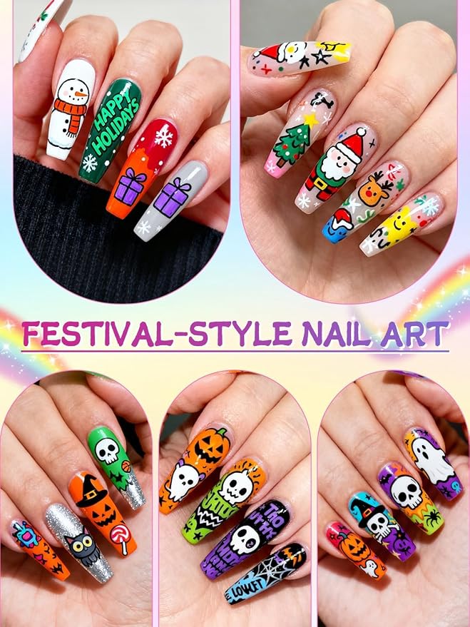 EBANKU 12 Colors Nail Art Pens Set, 3D Nail Polish Pens Acrylic Paint Pens Nail - Image 6