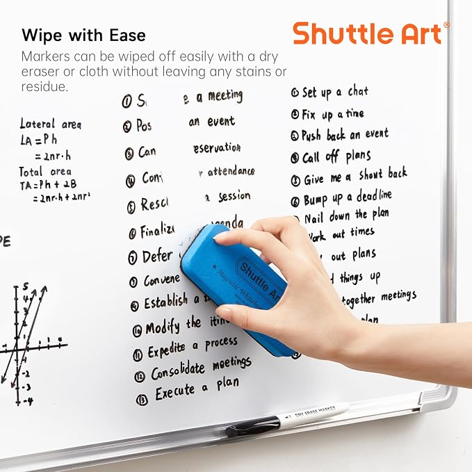 Shuttle Art Dry Erase Markers, 32 Pack Black Whiteboard Markers, Fine Tip Dry - Image 6