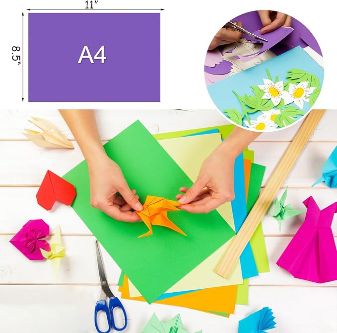100 Sheets Colored Cardstock 8.5 "x 11", 65LB 180GSM Craft Bulk Construction - Image 5