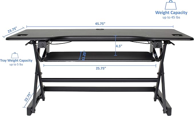 Rocelco 46" Large Height Adjustable Standing Desk Converter - Image 3