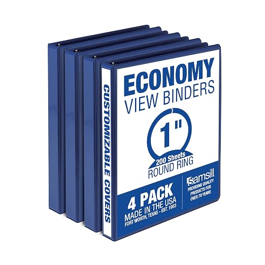 Samsill 1 Inch 3 Ring Binders, Made in USA, Economy Round Ring, 200 Sheet by Samsill