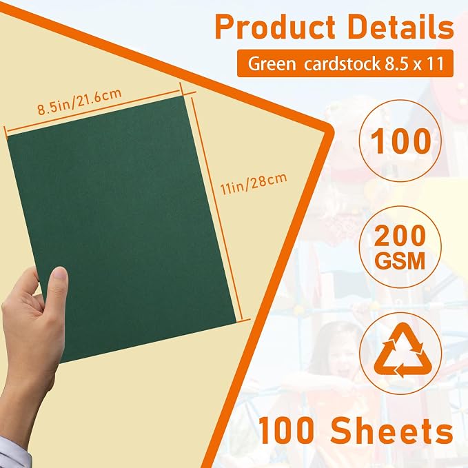 100 Sheets Dark Green Cardstock 8.5 x 11 Scrapbooking Paper, 75lb Heavyweight - Image 2