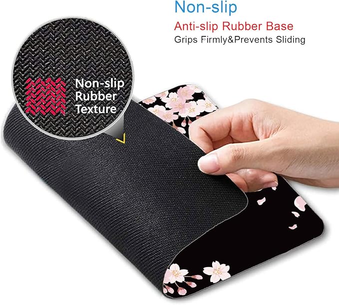 IMAYONDIA Cute Pink Flowers Mouse Pad, Cherry Blossom Mouse Pad, Serene - Image 3