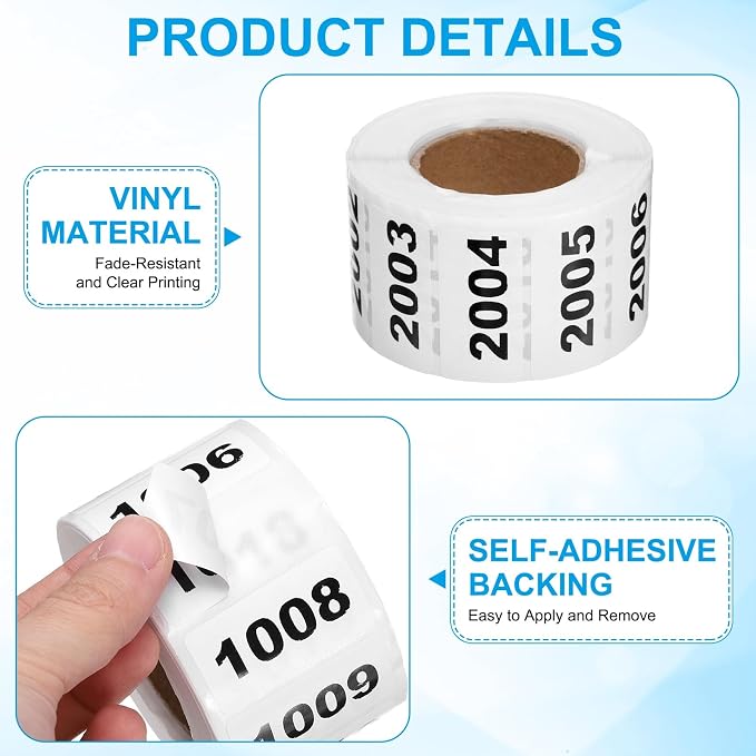 PATIKIL 0.8 x 1.6 Inch Inventory Number Sticker, 1 Roll 2001 to 3000 - Image 4
