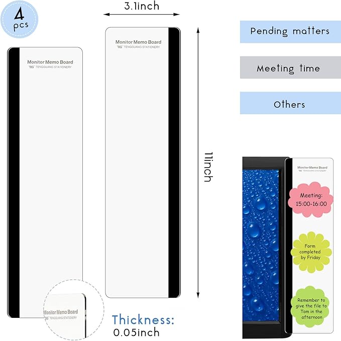 Zonon 4 Pieces Computer Monitor Notes Screen Monitor Memo Board Sticky Note - Image 2