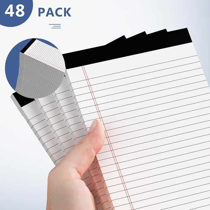 Nichela 5" x 8" Note Pads 48 Pack of Legal Pads 30 Sheets Notepad College Ruled - Image 6