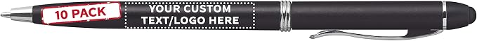 DISCOUNT PROMOS Custom Twist Action Plastic Stylus Pens, Personalized Bulk Pack by DISCOUNTPROMOS