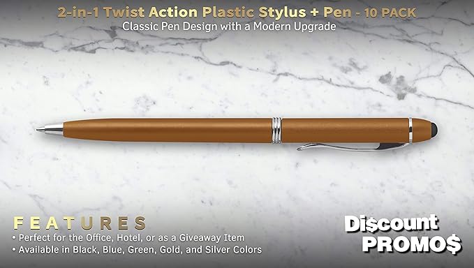 DISCOUNT PROMOS Twist Action Plastic Stylus Pens, Bulk Pack - Image 3