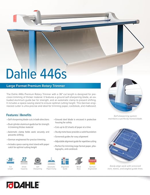 Dahle 446s Premium Rotary Trimmer w/Stand, 25 Sheet Capacity, Self-Sharpening - Image 6