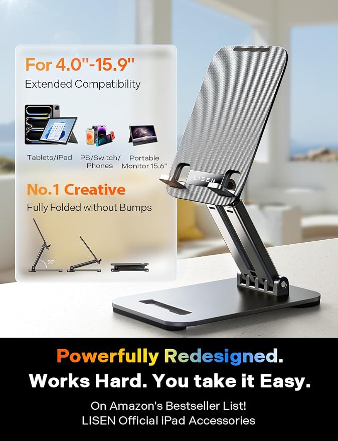 LISEN for iPad Stand Tablet Holder for Desk, Cool Home Office Desk Accessories - Image 2