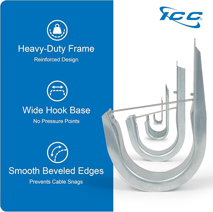 ICC 1-5/16"-Inch Wall Mount J-Hook – 25-Pack, Cable Support Hooks Without - Image 7