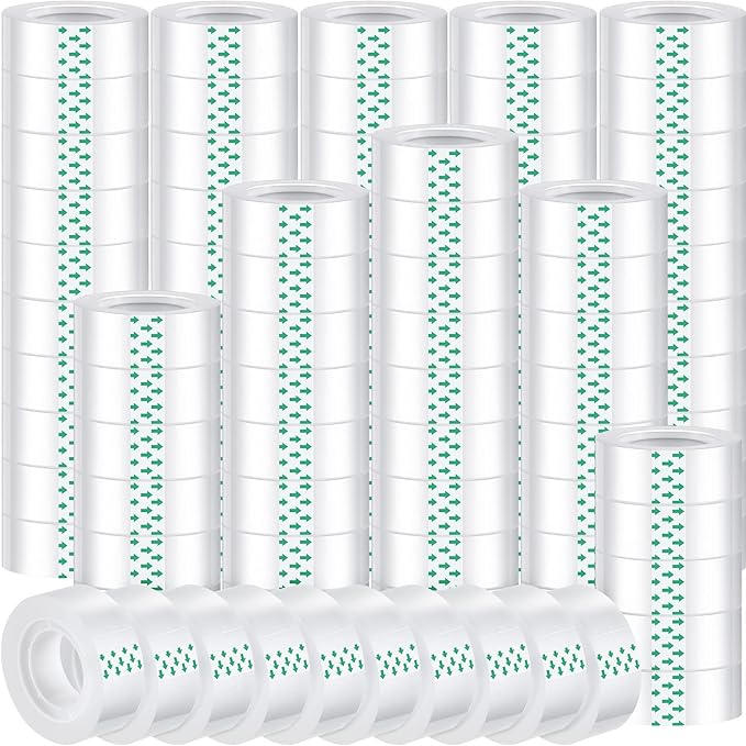Pasimy 96 Rolls Clear Tape Bulk Strong Sticky Transparent Tape Refills by Pasimy