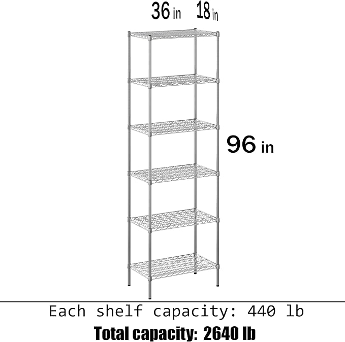 Regal Altair 18" Deep x 36" Wide x 96" Height Wire Shelving Kit | 6-Tier | NSF - Image 3