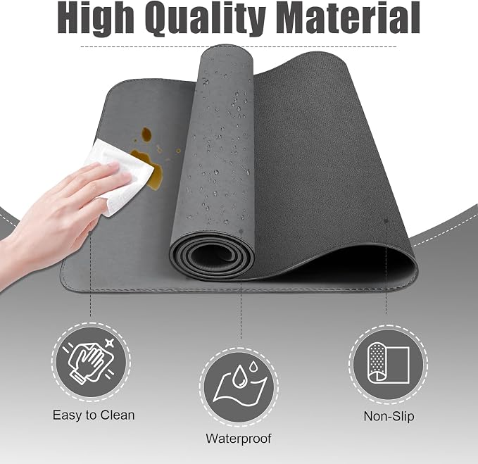 Leather Desk Pad Protector, Desk Mat, Large Mouse Pad, Non-Slip Desk Blotter - Image 3